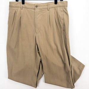 Banana Republic Pleated Silk Blend Pants Men’s 34 Tan Relaxed Fit Straight Leg